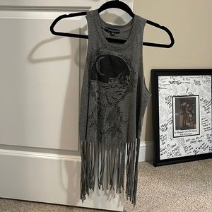 Gray fringe muscle tee! Size XS!